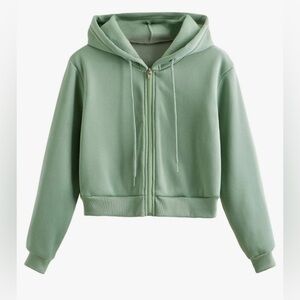 NEW - Women's Comfortable Casual Long Sleeve Open Hooded Sweater. Green. Large.
